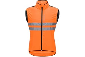 WOSAWE Men's High Visibility Cycling Wind Jacket Water Resistance Reflective Windbreaker