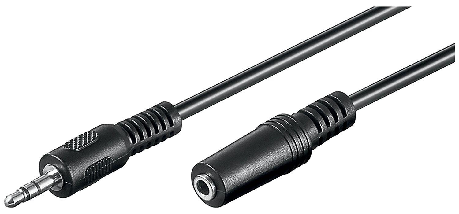 Goobay 50935 Headphone and Audio AUX Extension Cable, 3-pin 3.5 mm, Black, 4 mm Diameter, 10 m Cable Length