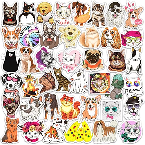 DETICKERS Dog and Cat Stickers for Kids Cute Pet Water Bottles 100 PCS Waterproof Vinyl Gifts for Kids Stickers