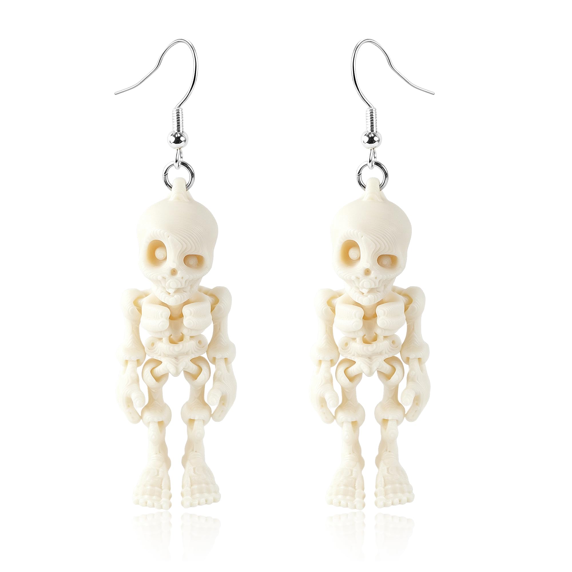 Halloween 3D Skeleton Skull Earrings BOO Ghost Earrings for Women | Boo Basket Stuffer Gifts, Skull Skeleton Jewelry, Hallowe