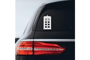 BARGAIN MAX DECALS Police Box Tardis Sticker Decal Notebook Car Laptop 4" x 8" (White)