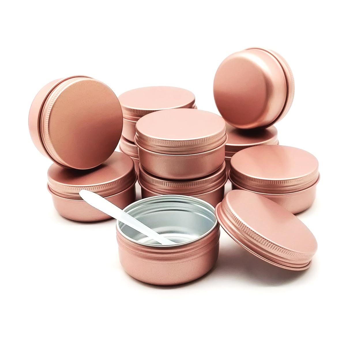 Wopanxye 10pack 50ml Aluminum Tin, 50 Gram Travel Size Container Leak Proof Cosmetic Jars, 50g Small Makeup Round Screw Lids Cans for Cosmetic, Salves, Lip Balms, Toner, Cream, Candle, Tea, Wax, Pink