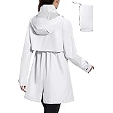 baleaf Women's Long Rain Coat Packable Waterproof Windbreaker Lightweight Cycling Jacket with Hood