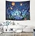 HVEST Halloween Tapestry Night Tapestry Wall Hanging Haunted Woods with Grave and Pumpkins Wall Blanket for Bedroom Living Room Dorm Decor,60W X 40H inches