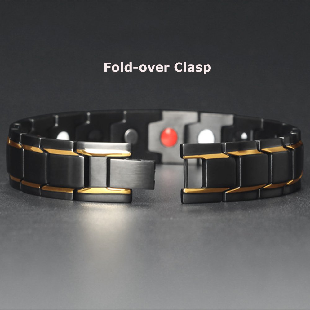 Men Titanium Stainless Steel Magnetic Therapy Bracelet 4 Elements Health Bangle Pain Relief for Arthritis With Free Link Remove Tool By Santune