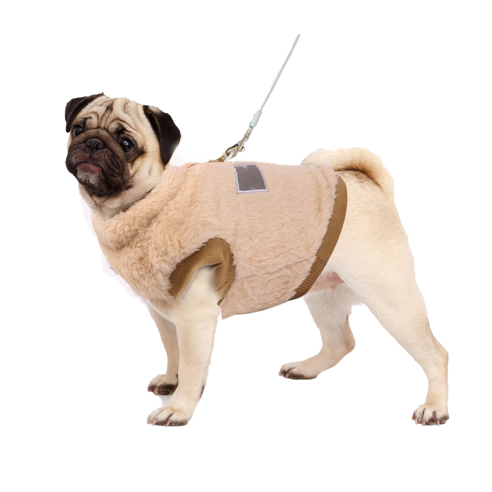 Nicola NiCoLa Fleece Dog Jumper Small Dog Clothes, Winter Warm Puppy Jacket, Brown Puppy Clothes with D-Ring for Small Dogs Boys Girls (L, Brown)