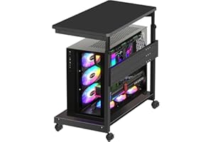 SWOK Large Height Adjustable Computer Tower Stand for Gaming & Office, 23-33.8 Inches Tall, W13.8 x L25.2 Inch Desk, PC Stand