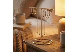 Jewelry Organizer with T Bar Design, Quick Installation Modern Decor for Women's Necklace, Earrings, Rings, Vanity or Dresser