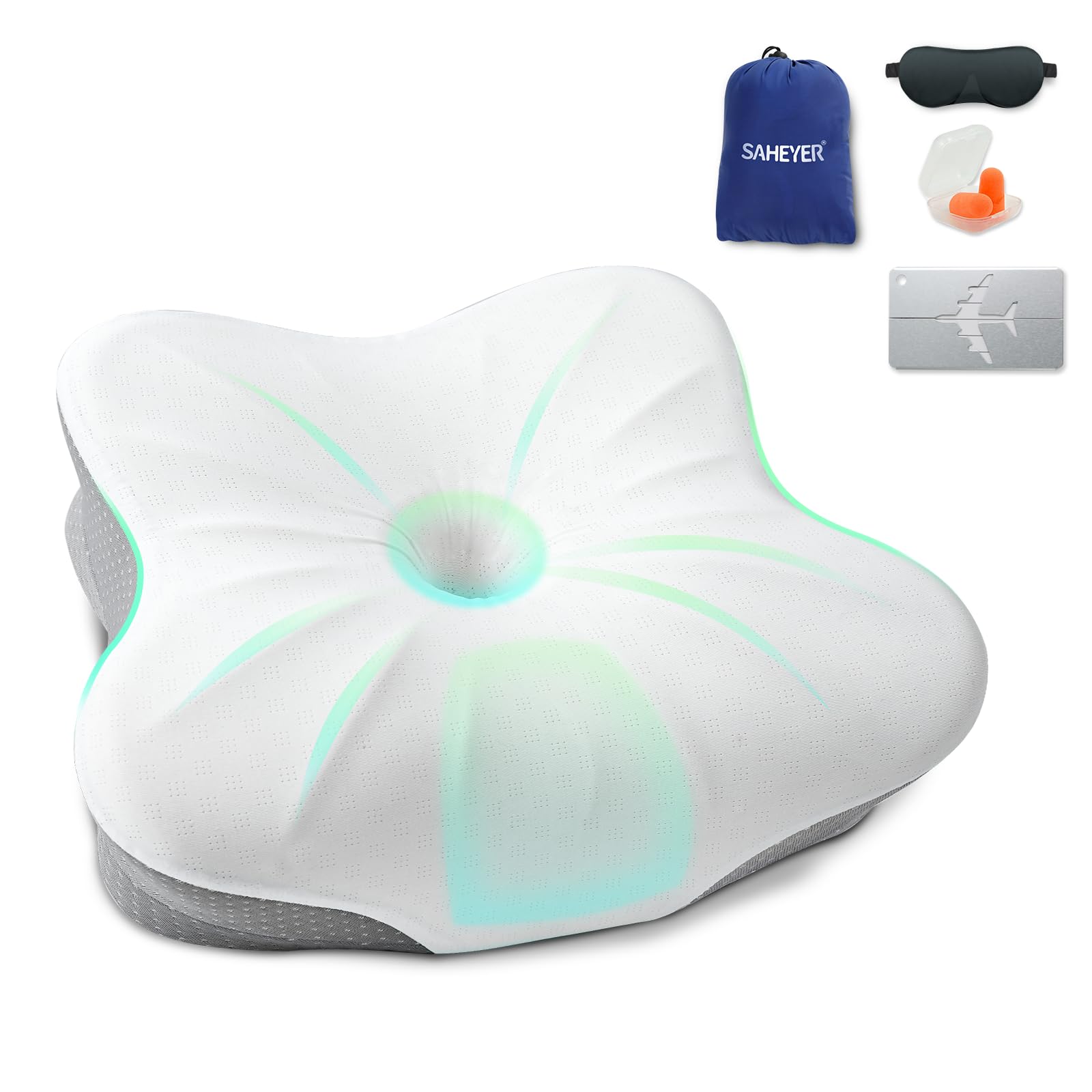 Photo 1 of SAHEYER Memory Foam Camping Pillow, Travel Pillows for Sleeping, Cervical Neck Support Camping Gear Accessories - Small Pillow Travel Essentials for Sleeping, Backpacking, Hammock, Gray