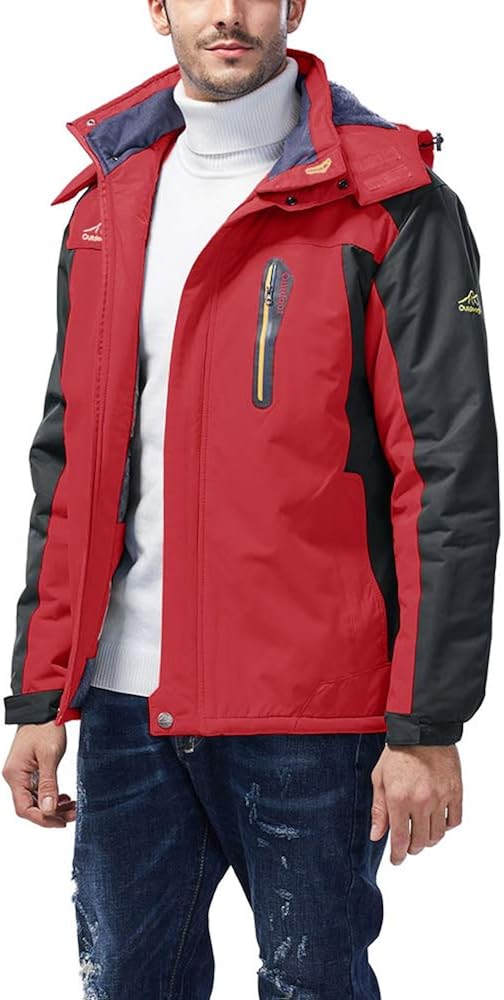 BIYLACLESEN Men's Winter Jackets Windproof Windbreaker Fleece Lined Warm Ski Snowboard Jacket Parka Jacket: Clothing