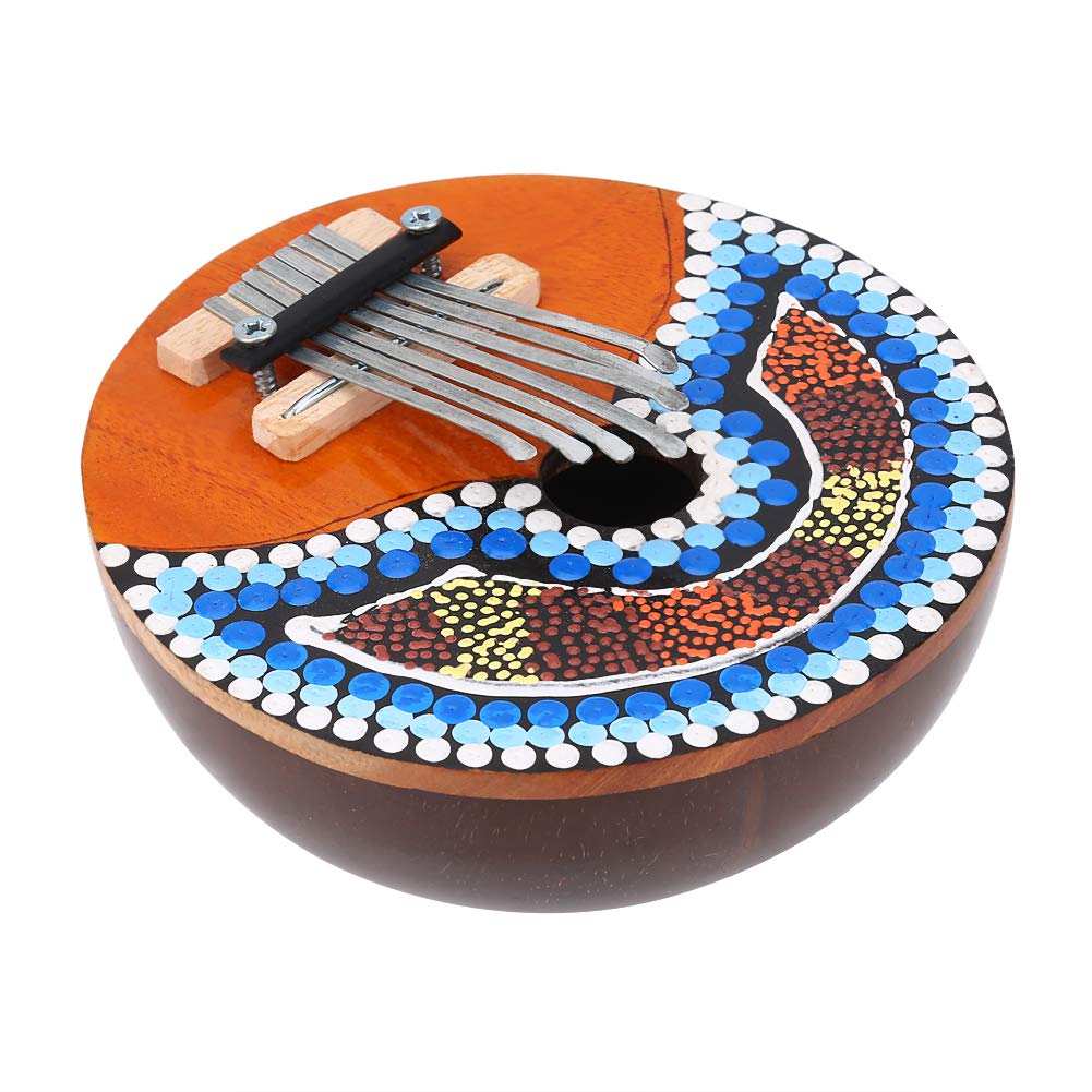 Thumb Piano, Portable Tuneable 7 Key Kalimba with Coconut Shell for Children Adults Music Learning Relaxation Travel