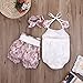 Baby Girls Halter Backless Bowknot Ruffle Romper and Shorts Outfits Set with Headband White 70(0-6M)