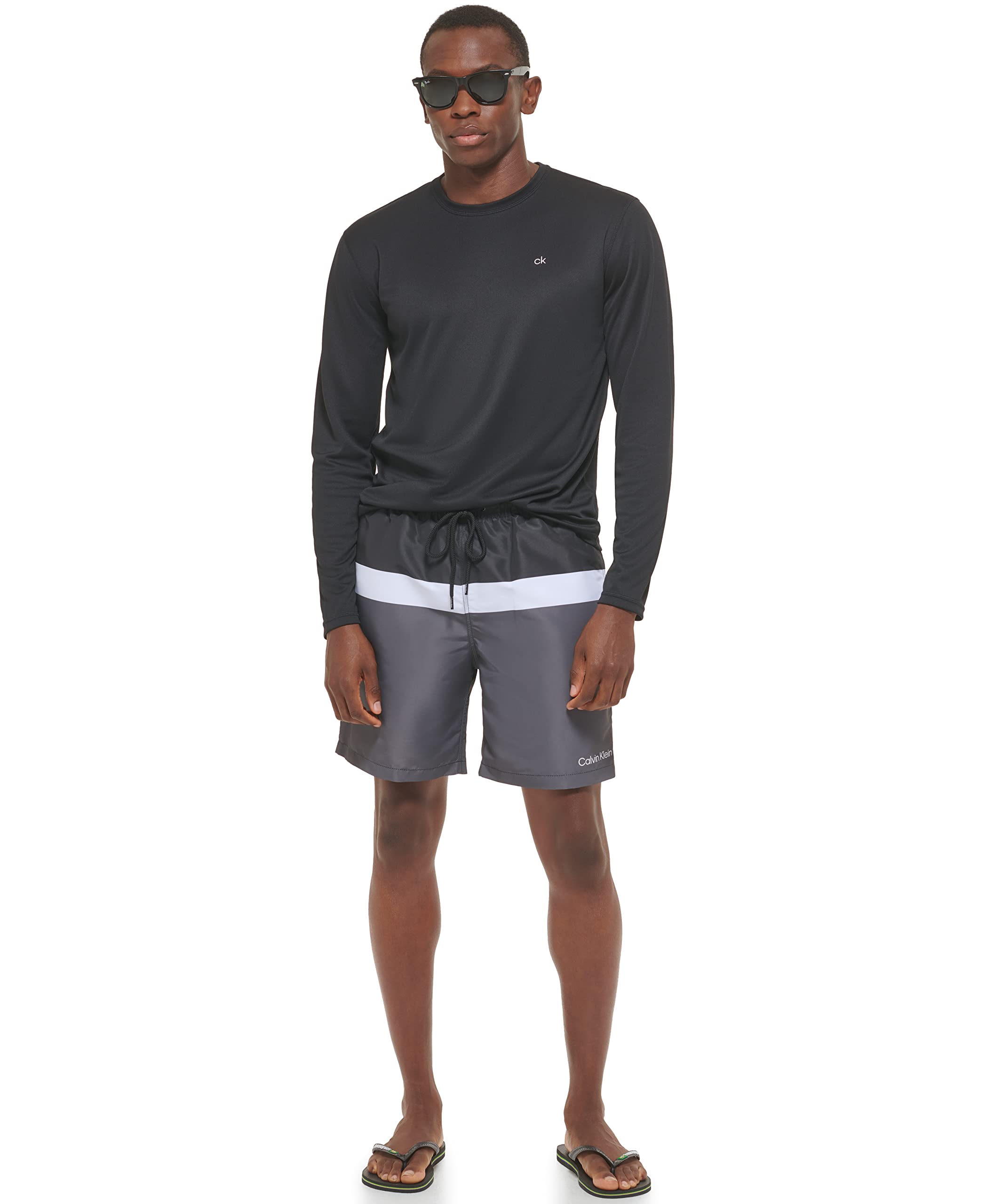 Calvin Klein Men's Standard UPF 40+ Long Sleeve Quick Dry Swim Shirt