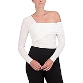 BCBGMAXAZRIA Womens Long Sleeve Asymmetrical Knit Top