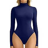 Avidlove Bodysuits for Women High Neck Long Sleeve Body Suits Snap Closure Double Lined Bodysuit Soft (Navy Blue, XXL)
