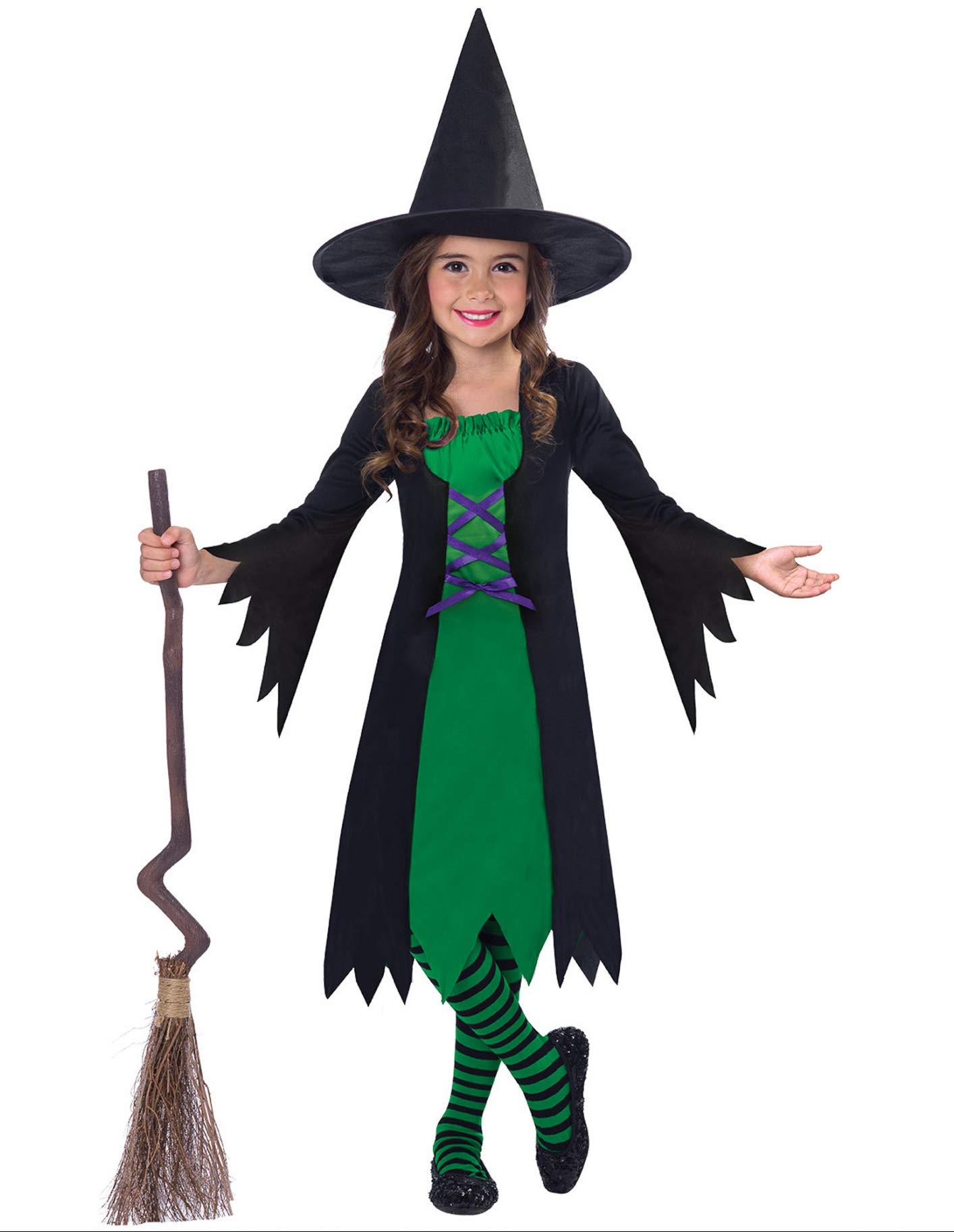 amscan 9905091 Child Girls Wicked Witch Jumpsuit Boys Halloween Fancy Dress Costume Age: 8-10 Years