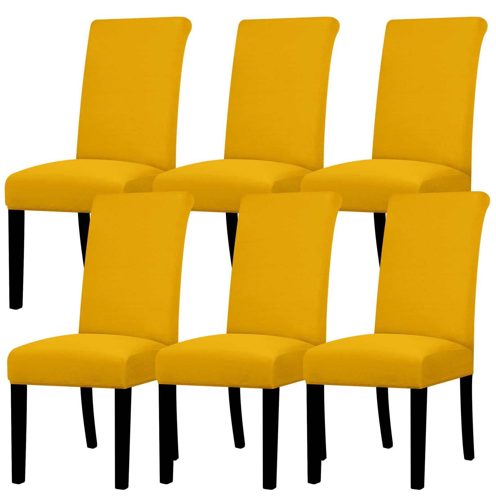 Lellen Dining Chair Covers Set of 6, Stretch Chair Covers Dining Chair Slipcovers Removable Washable Reusable Home & Kitchen Decor Protector Dining Room Chair Covers,Golden