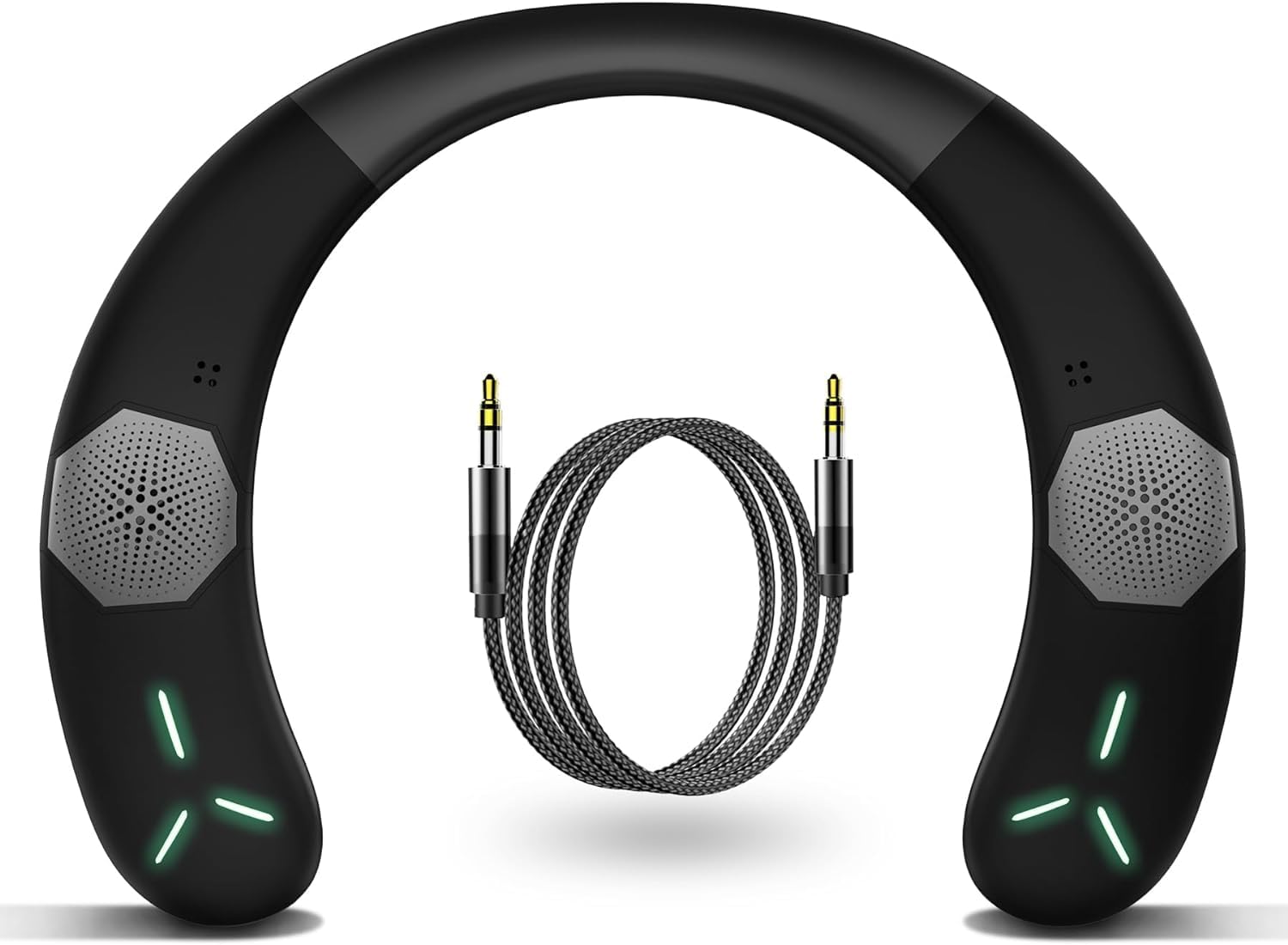 ENUOSUMA Neckband Bluetooth Speaker, Neck Speaker Bluetooth Wireless with True 3D Stero Sound, Wearable Speaker with Dynamic GRB & AUX, Portable Soundwear for Home Sport Outdoor, BS07A, Black