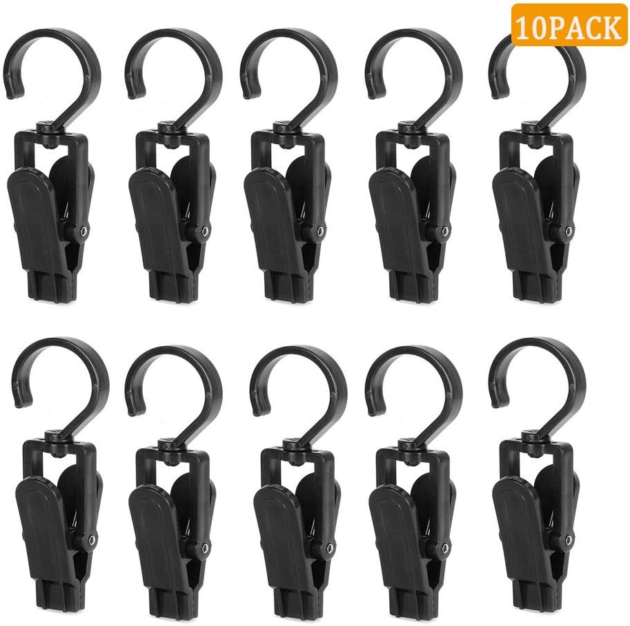 EvaGO 10 Pack Super Strong Plastic Swivel Hooks Laundry Clips with Hooks for Home