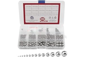 XINGYHENG 580Pcs 15Kinds 304 Stainless Steel Precision Chrome Steel Bearing Ball Assortment Kit for Repairing Bicycle