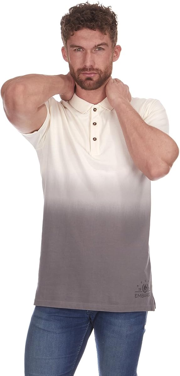 Embargo Mens Dip Dye Polo Tshirt Short Sleeve Retro Vintage T