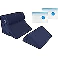 4 Pcs Orthopedic Bed Wedge Pillow Set – Post Surgery, Relaxing, Back & Adjustable Head Support Cushion – Triangle Memory Foam Pillow for Acid Reflux, Sleeping, Reading, Leg Elevation, Snoring (BLUE)