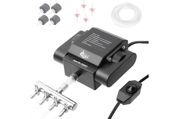 AQQA Aquarium Air Pump Powerful Outdoor Pond Aerator Oxygen Pump 4 Outlets Adjustable Hydroponic Air Bubbler Pump with Air St