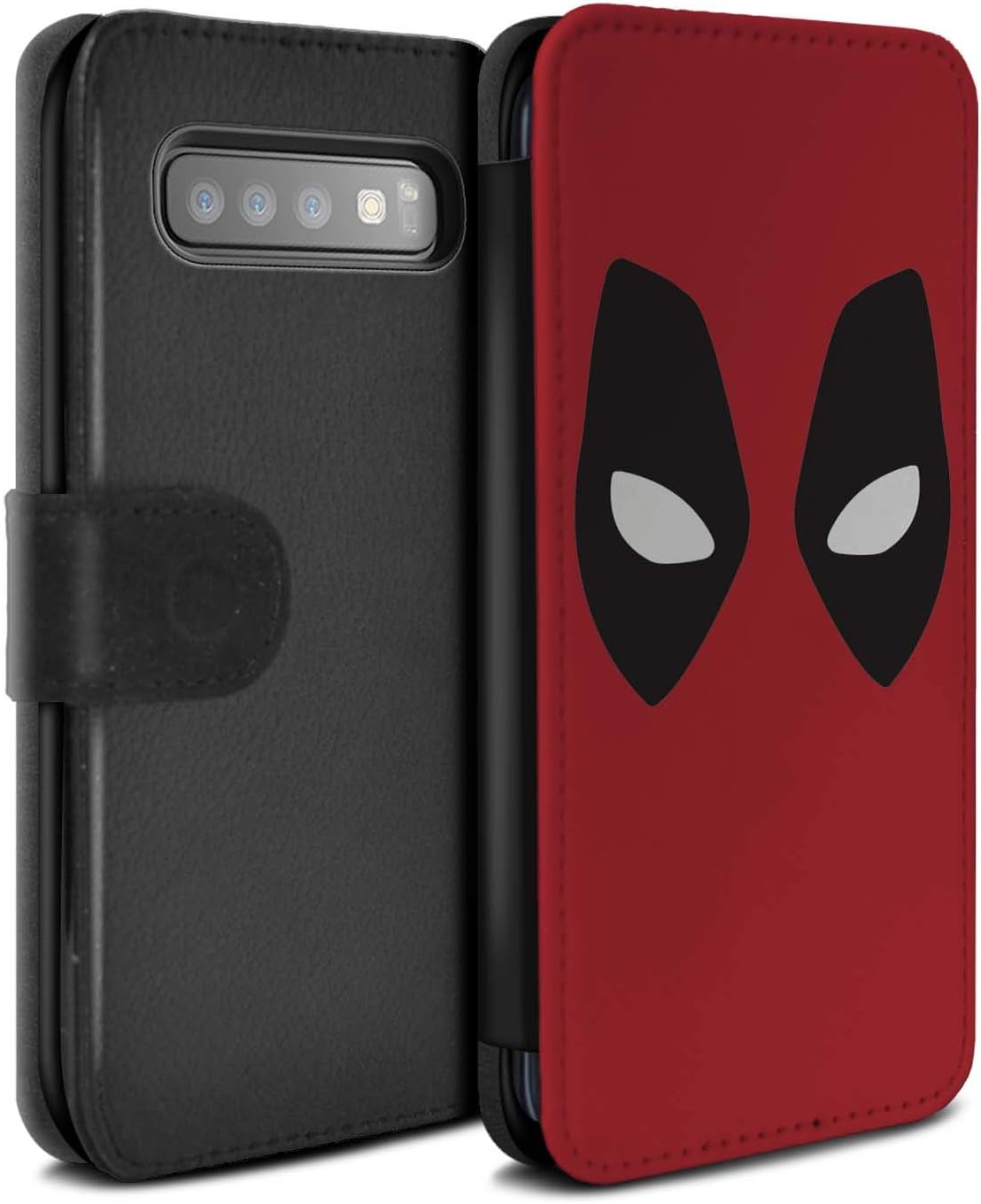 Stuff4 Phone Case Wallet for Samsung Galaxy S10 Plus Super Hero Comic Art Deadpool Mask Inspired Design Flip Faux PU Leather Cover