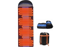 LONGZHUO Sleeping Bags for Adults, Waterproof Electric Warm Sleeping Bag with 3 Adjustable Temperature, Keep Warm to -20℉, USB Rechargeable Heating Pads, for Cold Weather Camping