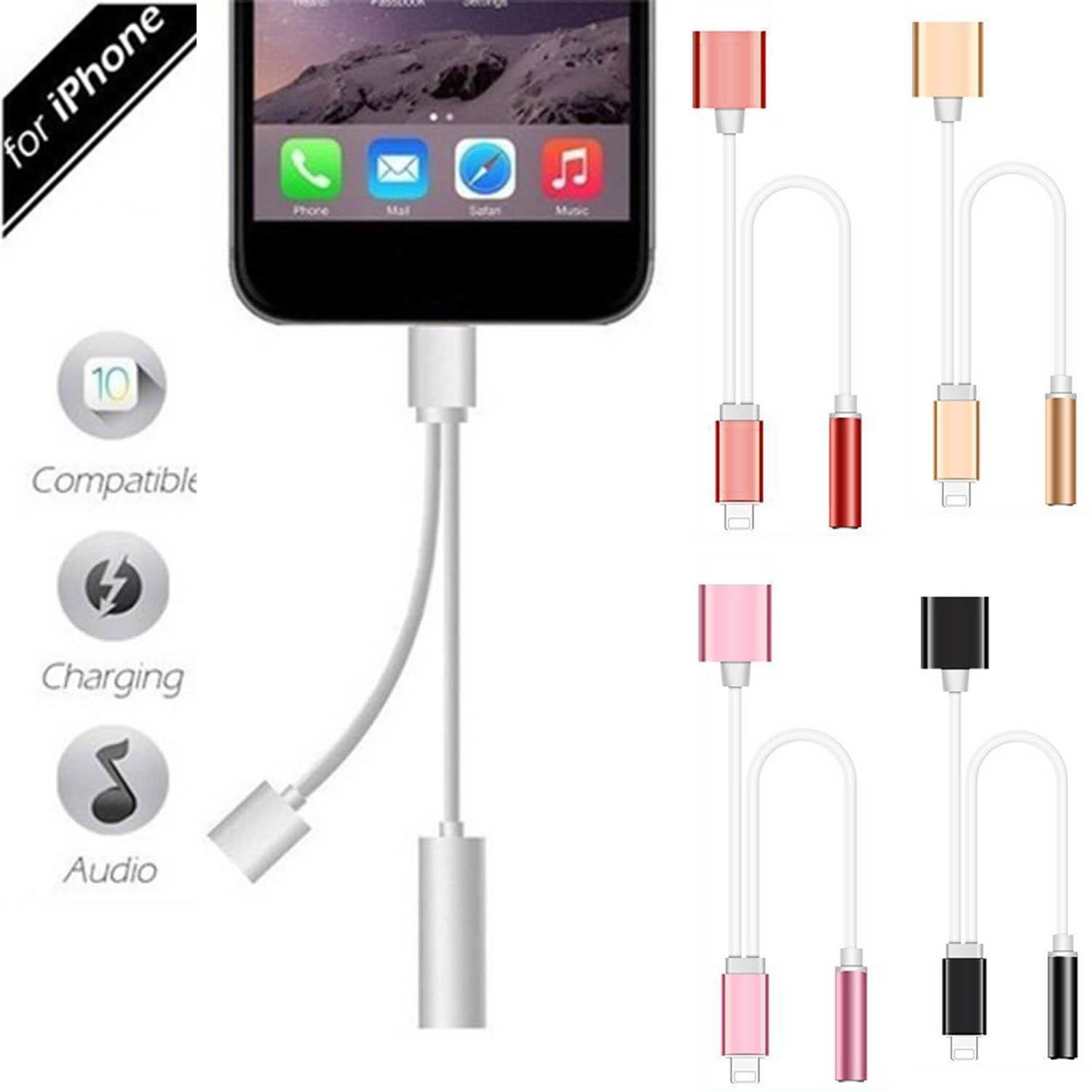 Hello22 3.5mm Audio and Charging Jack 2 in 1 Cable Adapter for iPhone