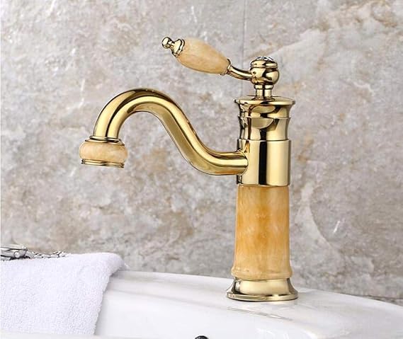 Grifo para lavabo de baño de estilo europeo Oro Negro Blanco Latón