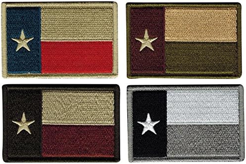 JAS Drapery Bundle of 4 Texas Tactical Flag Patches, Multi-Colored