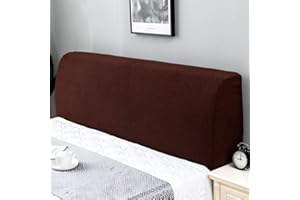 COVE YD Bed Headboard Slipcover, Stretch Bed Headboard Cover, Thick Fabric Solid Color Dustproof Bed Head Protector Cover, Washable Anti-Dirty Headboard Protector (Cal King/71-78, Brown)