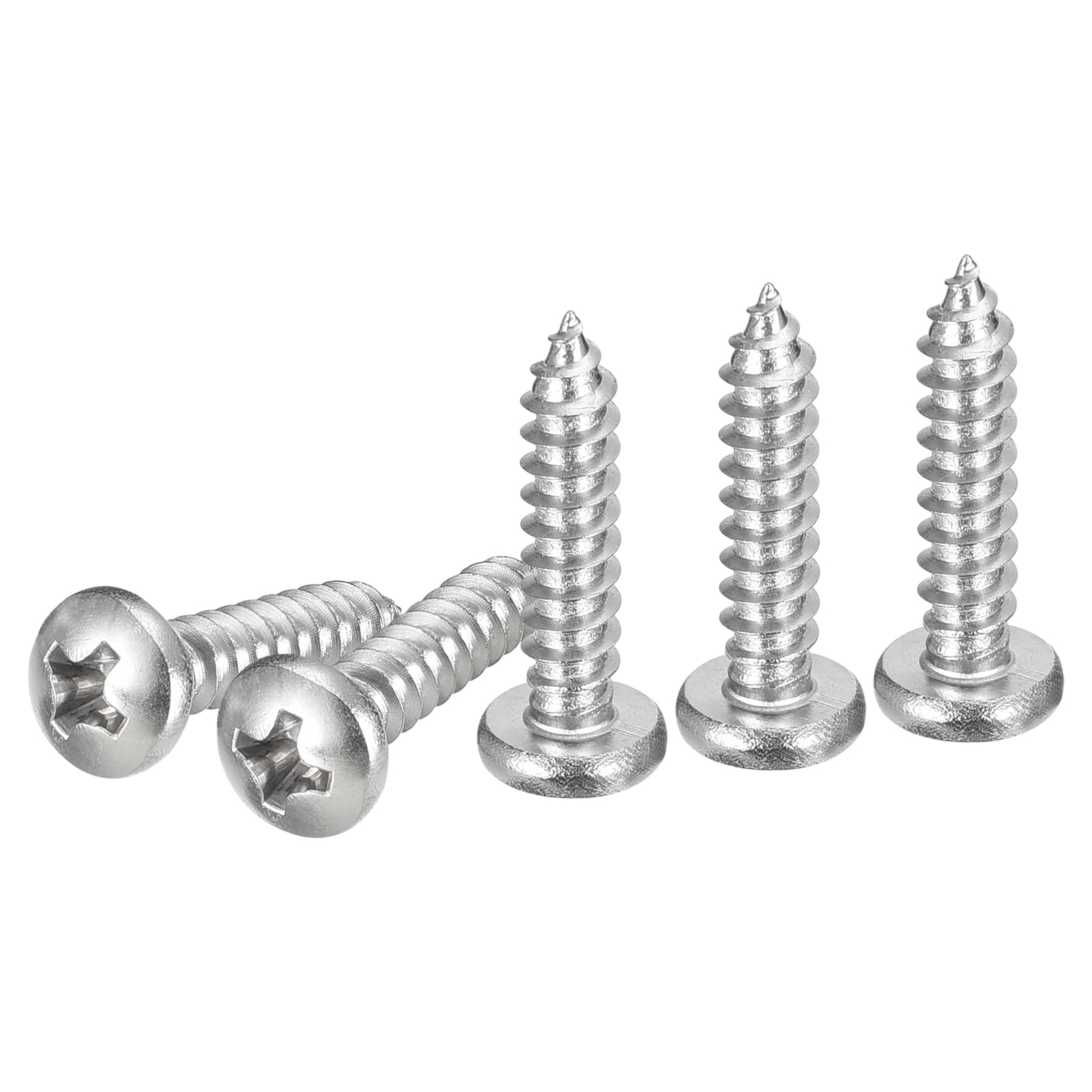 DTGN #8x3/4" Phillips Pan Head Self-tapping Screw - 100Pack - Bright Finish 304 Stainless Steel Sheet Metal Screws Wood Screws — image 1