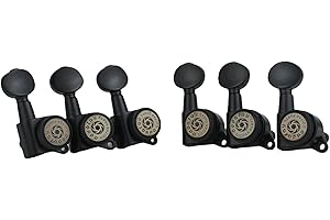 Eddaray 6 In-line Guitar Locking Tuners 6 Right Hand – 1:18 Gear Ratio Lock String Tuning Key Pegs Machine Heads Set with Oval Shaped Knob Replacement, (E-105SP, Black)