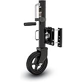 TOWKING 8" Upgraded Spoke Wheel Trailer Jack, Boat Jack, 1500 lbs,10" Lift | Trailer Jack with Wheel, Bolt On Tongue Jack for RV, Boat, Black