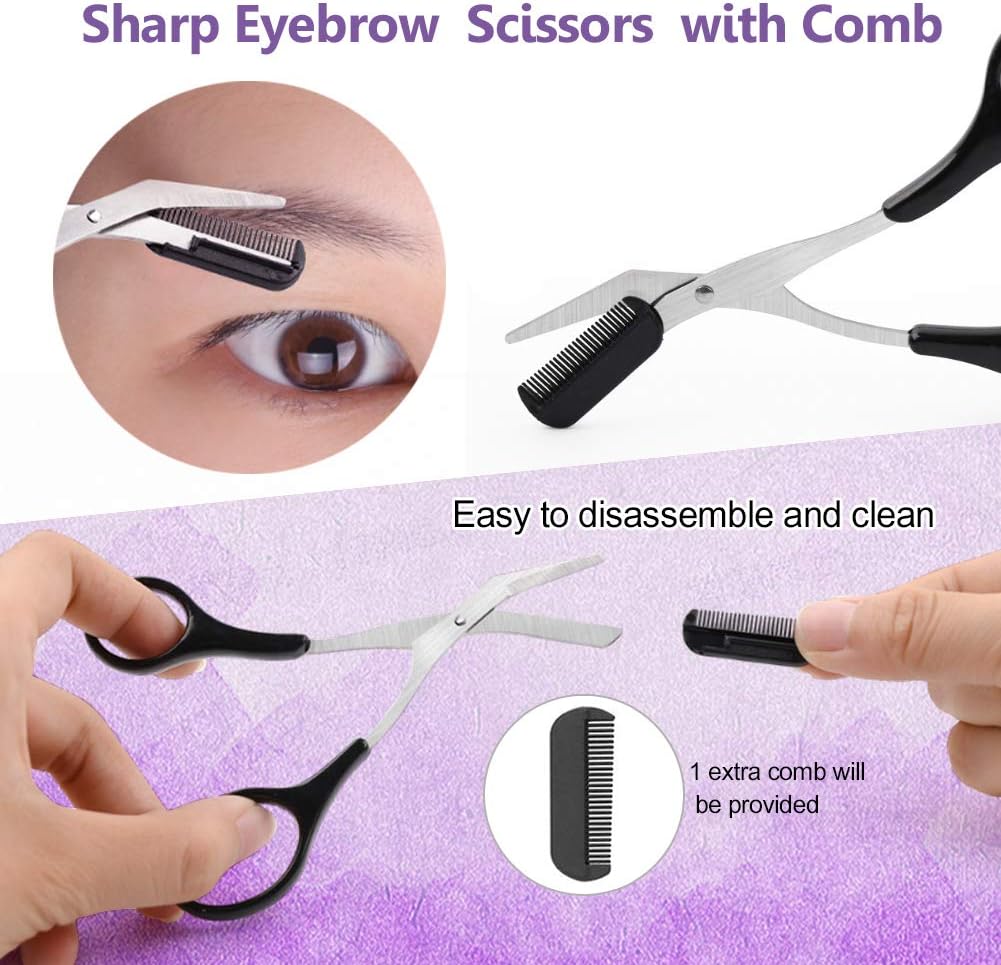 Eyebrow Kit 8 in 1 Eyebrow Scissors,Razor Eyebrow Pencil, Eyebrow Brush with Pink Leather Bag: Home Improvement