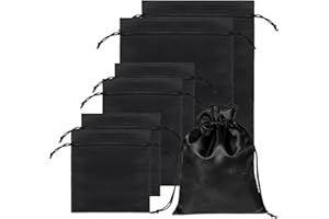 Tdnnlci 6 Pcs Toy Storage Bags (3 Sizes, Black) - Adjustable Drawstring Pouches, Microfiber Organizer for Travel, Underwear, 