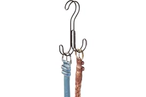 INTERDESIGN iDesign Classico Metal Over the Rod Dual Hooks, Closet Accessory Organizer for Ties, Belts, Scarves, Handbags, Jewelry, 0.8" x 3.9" x 6.1", Bronze