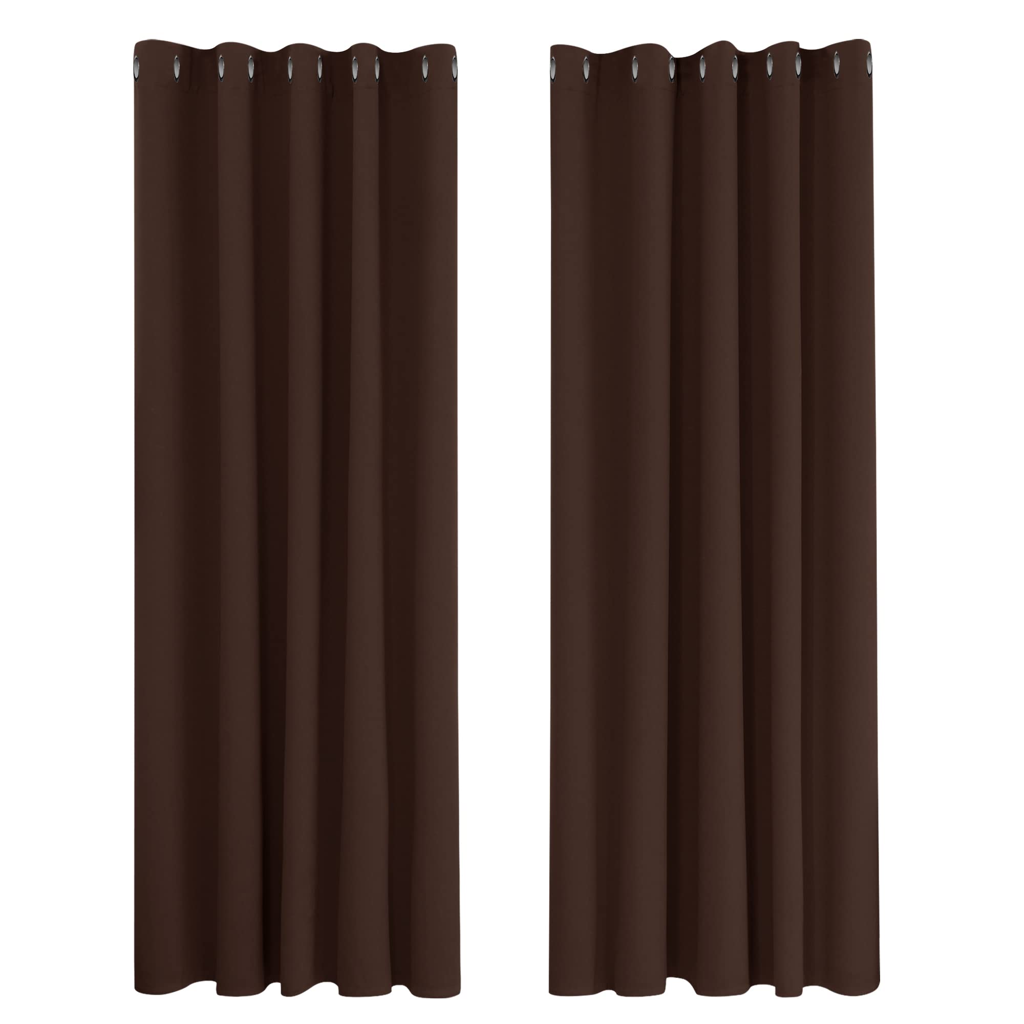 Deconovo Blackout Curtains for Living Room Super Soft Thermal Insulated Eyelet Curtains Bedroom 66 x 90 Inch Drop Chocolate 1 Pair