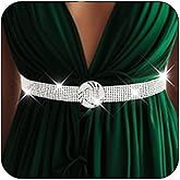 BODIY Silver Rhinestone Dress Belts Shiny Diamond Fashion Belts Accessories for Women