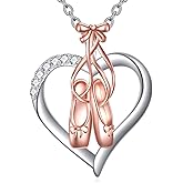 AINFQY Ballet Shoes Necklace for Women 925 Sterling Silver Heart Ballerina Pendant Ballet Dance Necklace Shoes Jewelry Gifts