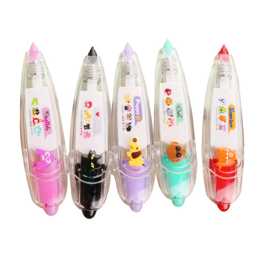 NUOBESTY 5pcs Scrapbooking Correction Tape Correction Pen Tape DIY Decorative Correction Tape for Diary Notebook Decoration (Random Color and Pattern)