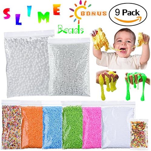 Slime Beads - BONUS PACK 200000pcs Foam Beads and 0.5lb（240g）Fishbowl Beads and 1000pcsFruit Slice for Crunchy Slime