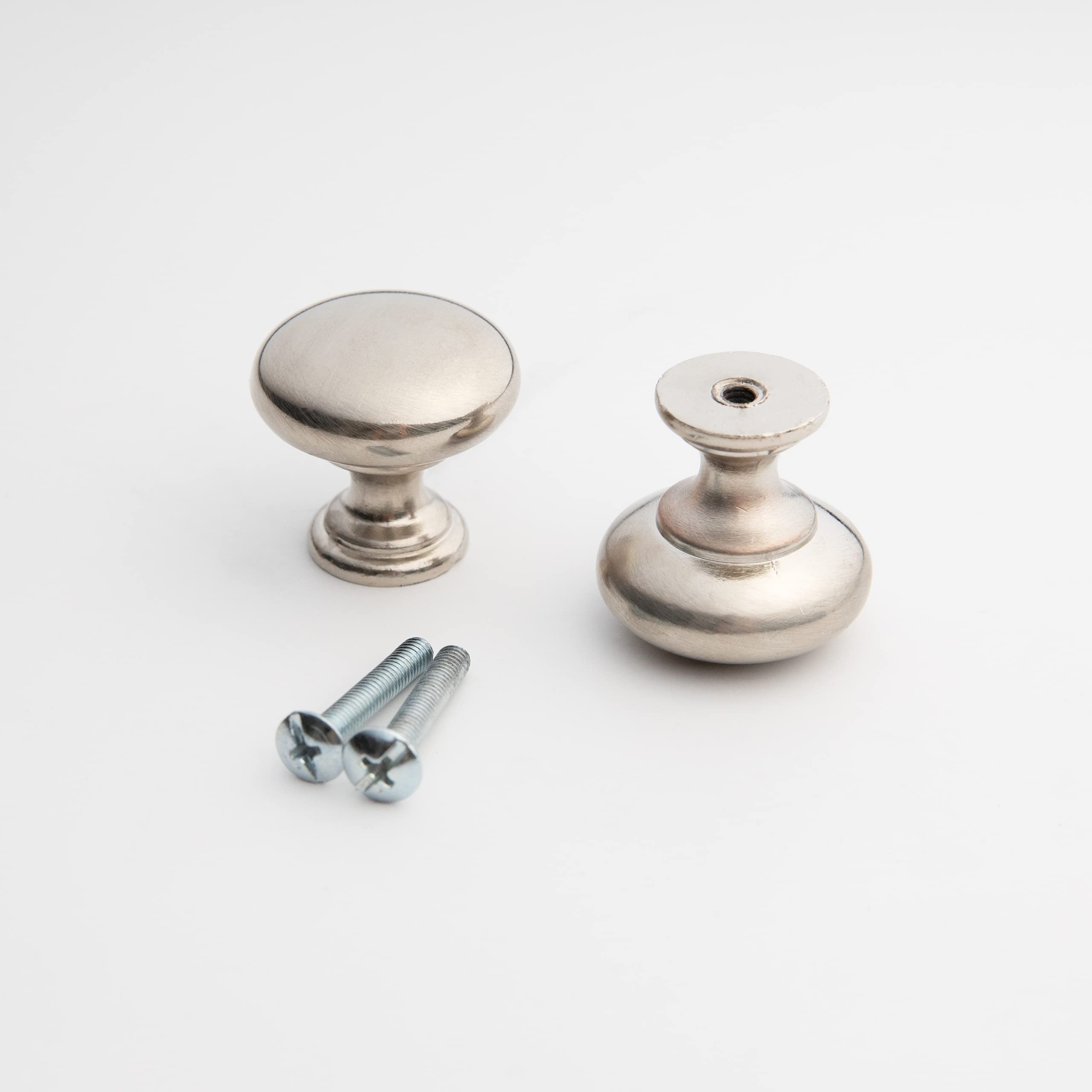 HARMAC HOUSE Round Cabinet Knobs 2 Pack Brushed Nickel Pull Handles, 1.18 Inch/30mm Diameter,Kitchen Cupboard, Bedroom Dresser, Bathroom Wardrobe Door Handle Mushroom Handles Knobs(2)