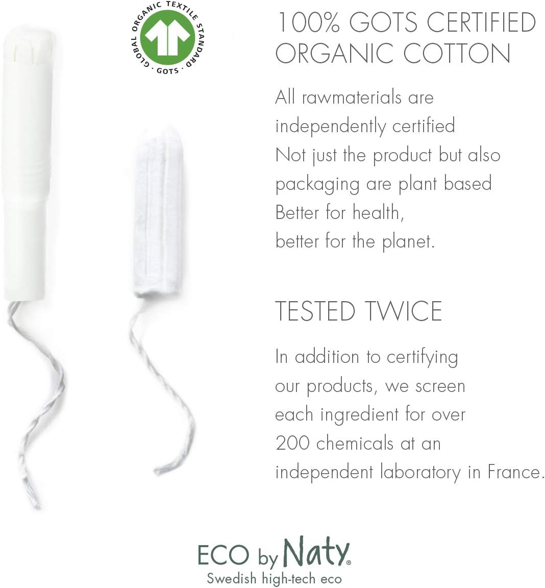 Eco by Naty Tampons with applicator Super, 14 tampons. PlantBased