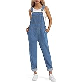 HISEA Loose Fit Denim Overalls for Women, Womens Jean Cotton Bib Overall, Ladies Casual Work Overalls with Pockets for Fall