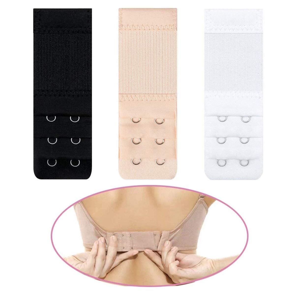 AKRover 6 Pieces Womens Soft Comfortable Elastic Bra Extenders Bra
