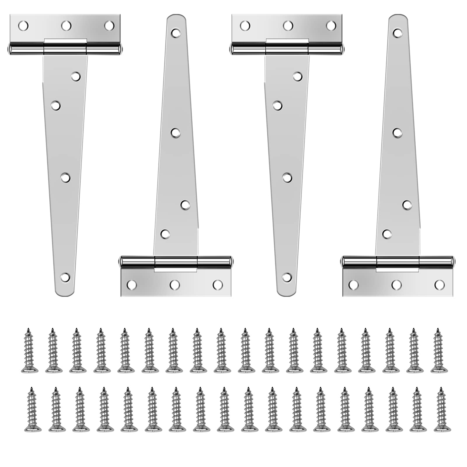 Chstarina 4 x Barn Door Hinges Heavy Duty T Hinge Wooden Door Hinges Iron Rust Proof Metal T Hinges for Barn Doors