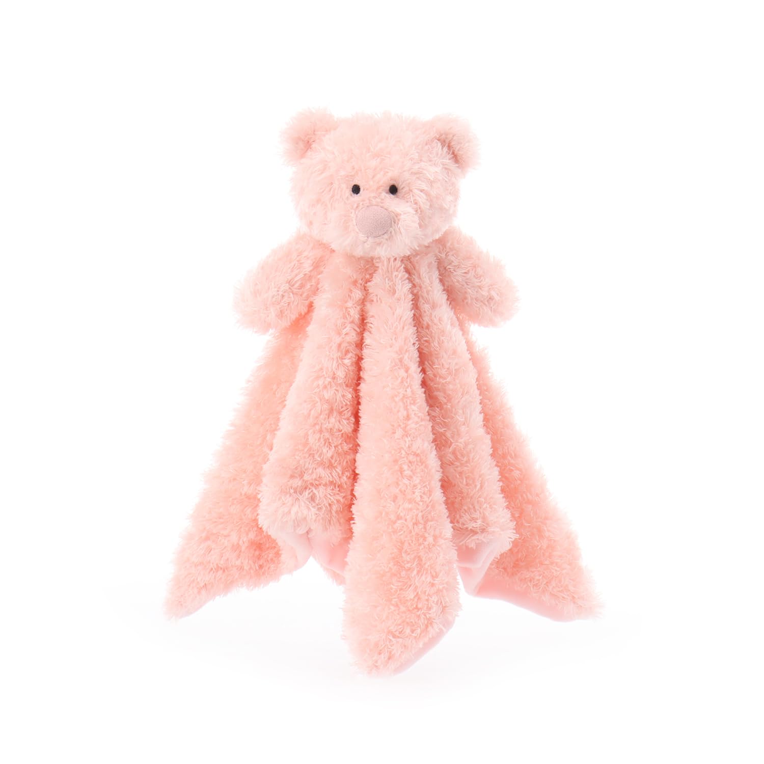 Apricot Lamb Flesh Pink Peach Bear Cute Comforter Plush Security Blanket for Baby Boy and Girl, Cuddly Lovey for Infant and Toddlers, Flesh Pink 14x14 Inches